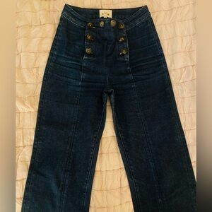 Sezane Navy Wide Leg Jeans
